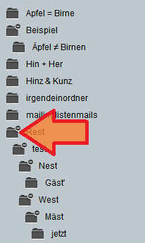 Zuklappen der Ordnerliste durch Klick auf ein Ordnersymbol mit Minus-Zeichen