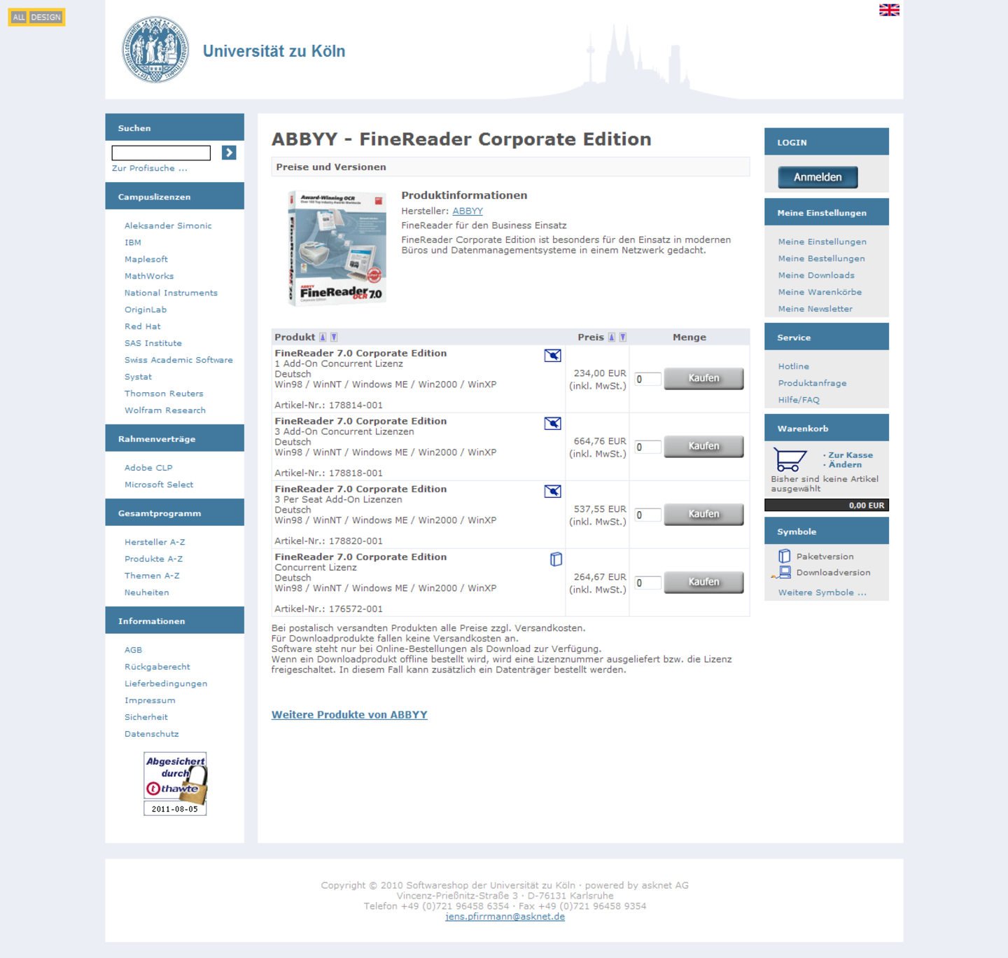 Screenshot: Software-Shop