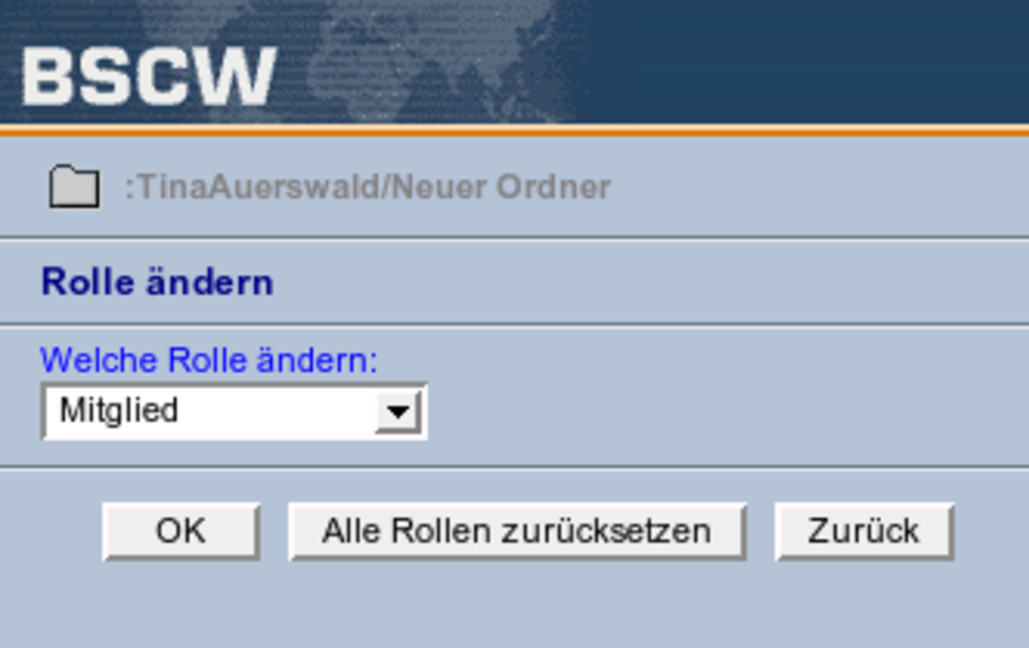 Screenshot: Rolle bearbeiten und ändern