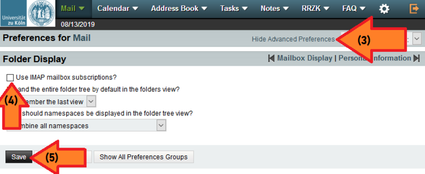 Steps required to turn off folder subscription